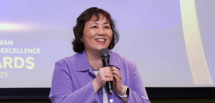 浩鼎執行長王慧君博士感謝 TBEA 的肯定，強調此獎項彰顯浩鼎長期以來推動 Globo-H 主動免疫療法的努力。（來源：台灣浩鼎生技）