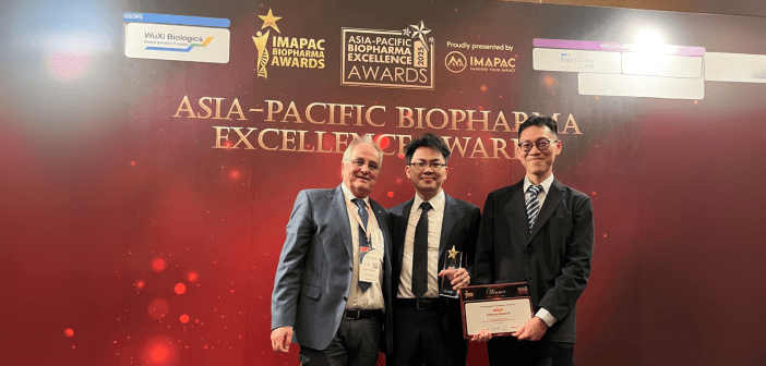 潤雅生技首度榮獲IMAPAC「Asia-Pacific BioPharma Excellence 2025亞太生物製藥卓越獎」，獲頒「台灣生物製程卓越獎Bioprocessing Excellence in Taiwan」。（來源：潤雅生技）