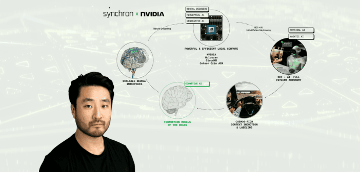輝達 2025 GTC 大會:大腦 × AI 跨域整合,Synchron 結合 NVIDIA 攜手建構腦機介面醫療(來源:輝達 GTC 演講畫面截圖。重製:基因線上)